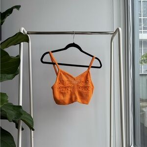 H&M | Orange Summer Knit Cropped Top S